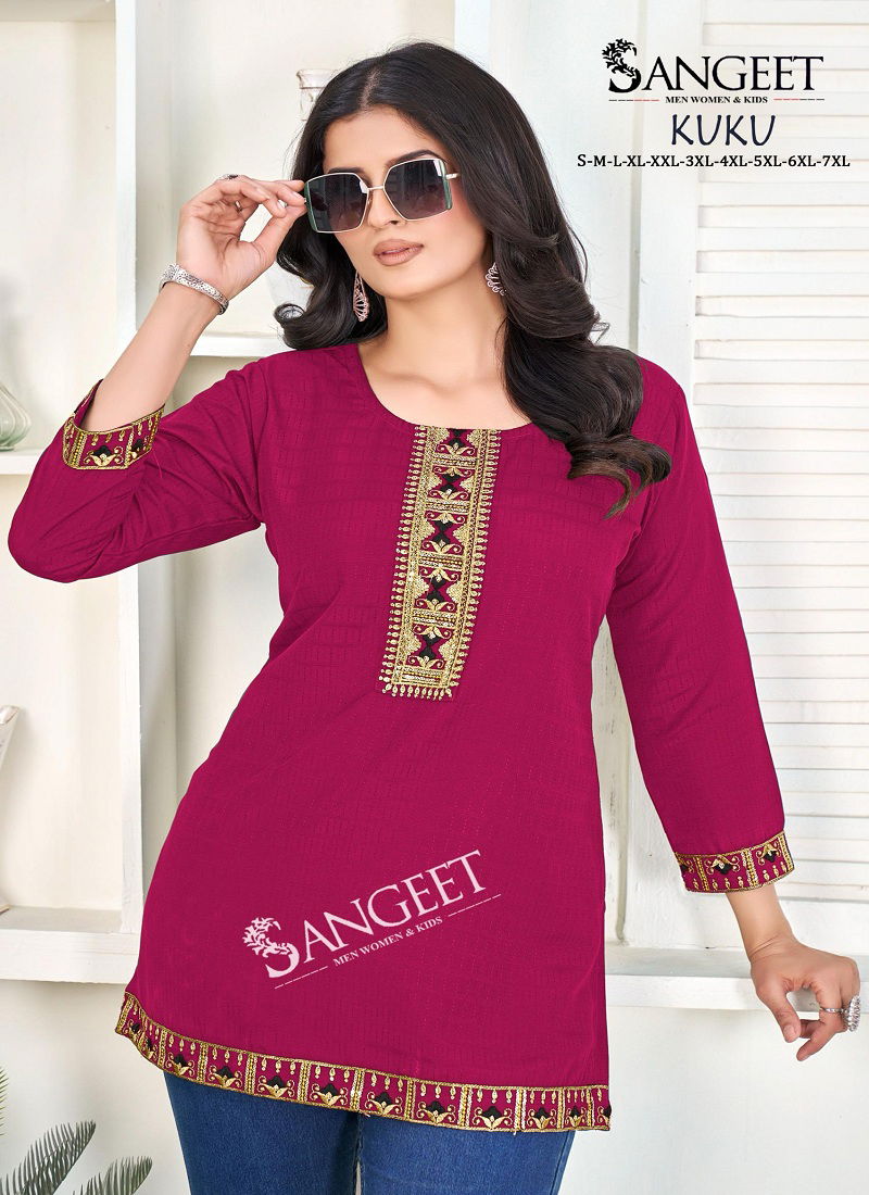 Kuku By Sangeet Heavy Rayon Multi Embroidery Kurti Suppliers In India
